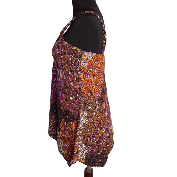 Moa Moa Size M Tunic Top Womens Paisley Multicolor Sleeveless Braided Straps - Picture 2 of 7